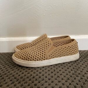 Faux leather slip ons